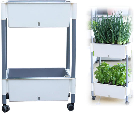 Plant Mate 2-Tiered Self-Watering Planter – Stylish, Mobile Effortless Gardening