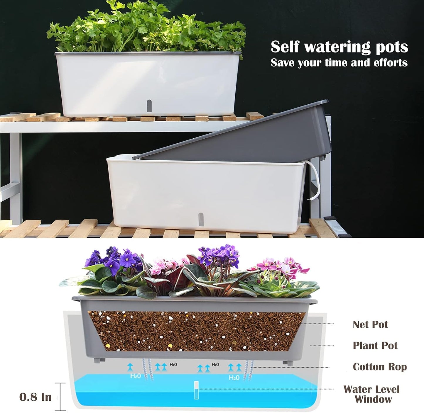 Slimline Self-Watering Planter – Outdoor Fence-Friendly Design | Plant Mate