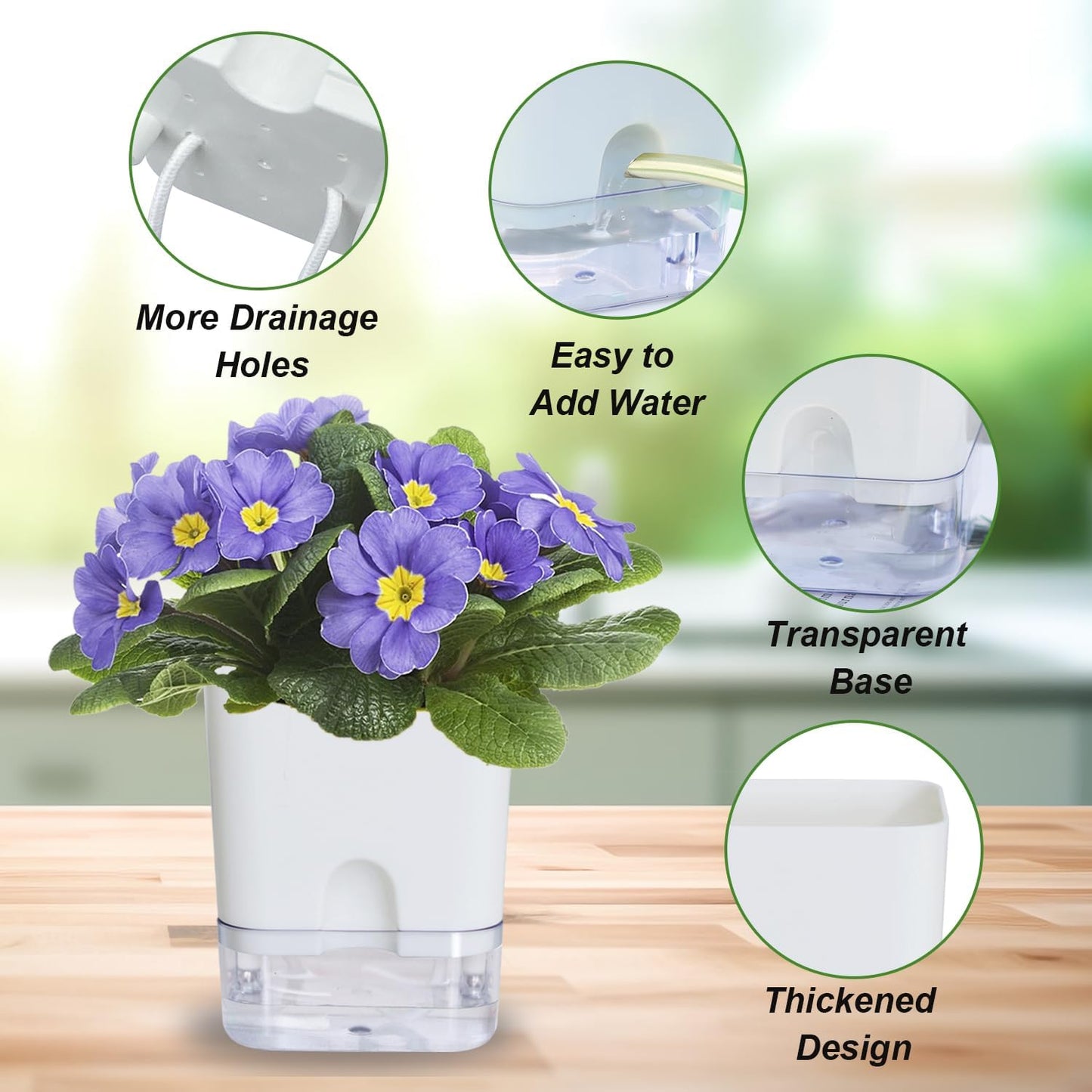 Self-Watering Pots – Clear Magnetic Base Planters with Built-In Wicking System | Plant Mate
