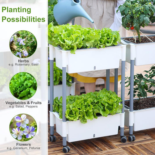 Plant Mate 2-Tiered Self-Watering Planter – Stylish, Mobile Effortless Gardening