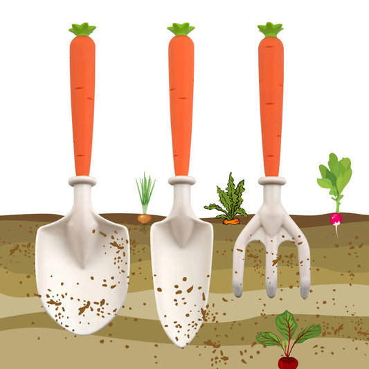 3-Piece Kids Garden Tool Set – Carrot & Corn Design | Plant Mate