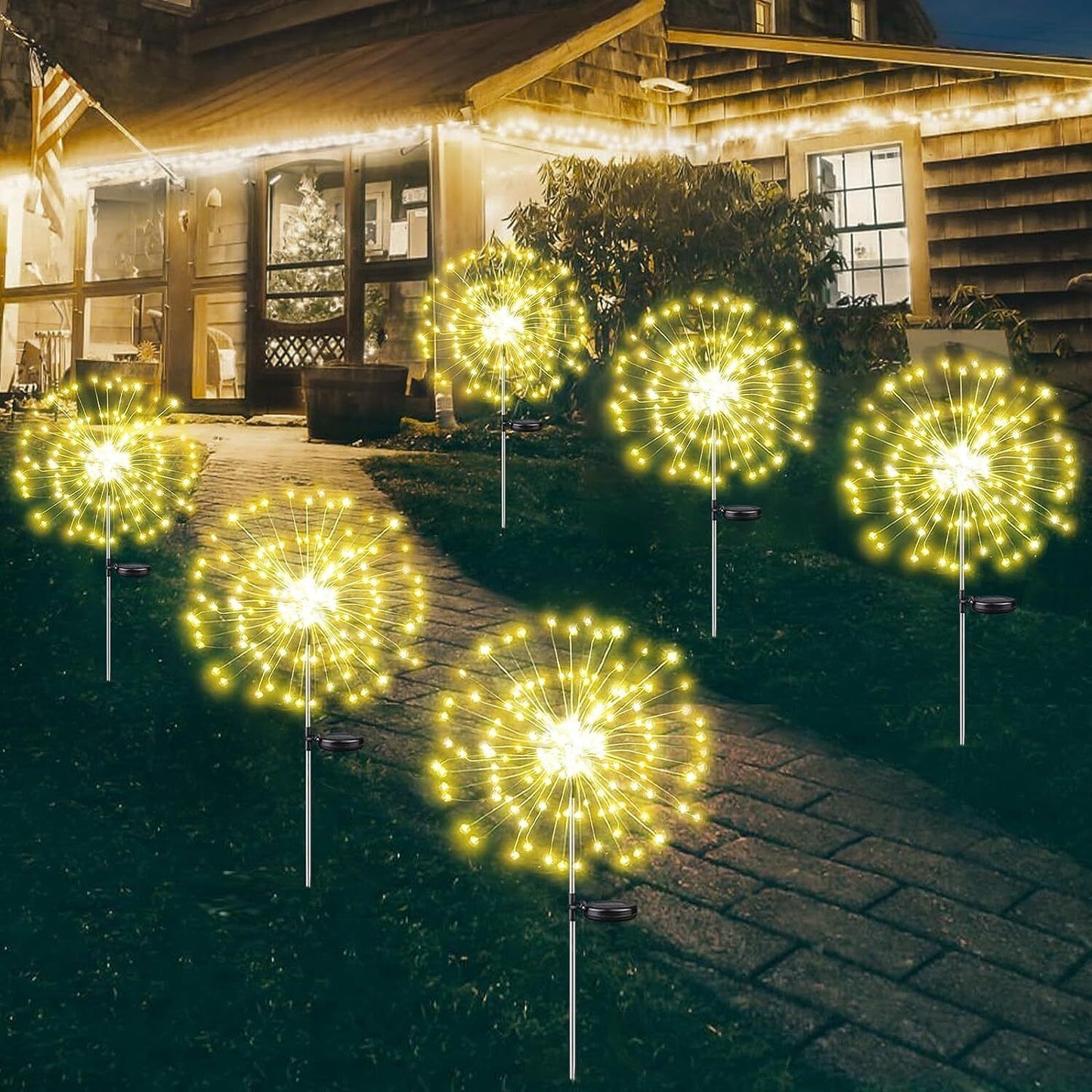 Warm White Fireworks 180 LED Fairy String Lights Starburst Solar Xmas Garden Night Lamp Hot NEW